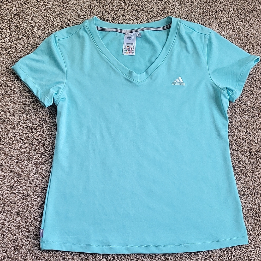 Adidas Light Blue V-Neck T-Shirt